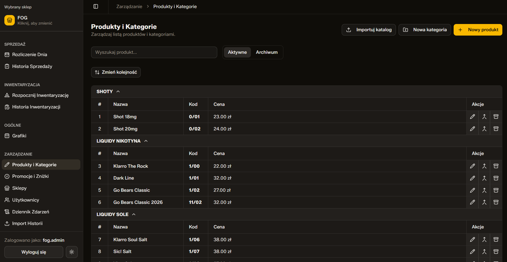 Screenshot - Historia produktu